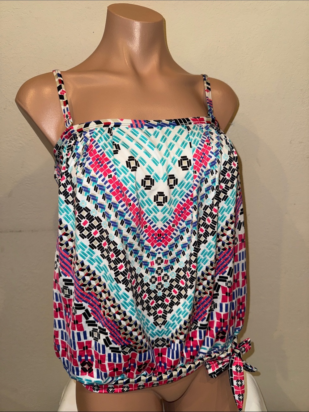 NWT 24th & Ocean Tankini top bandeau blouson size S